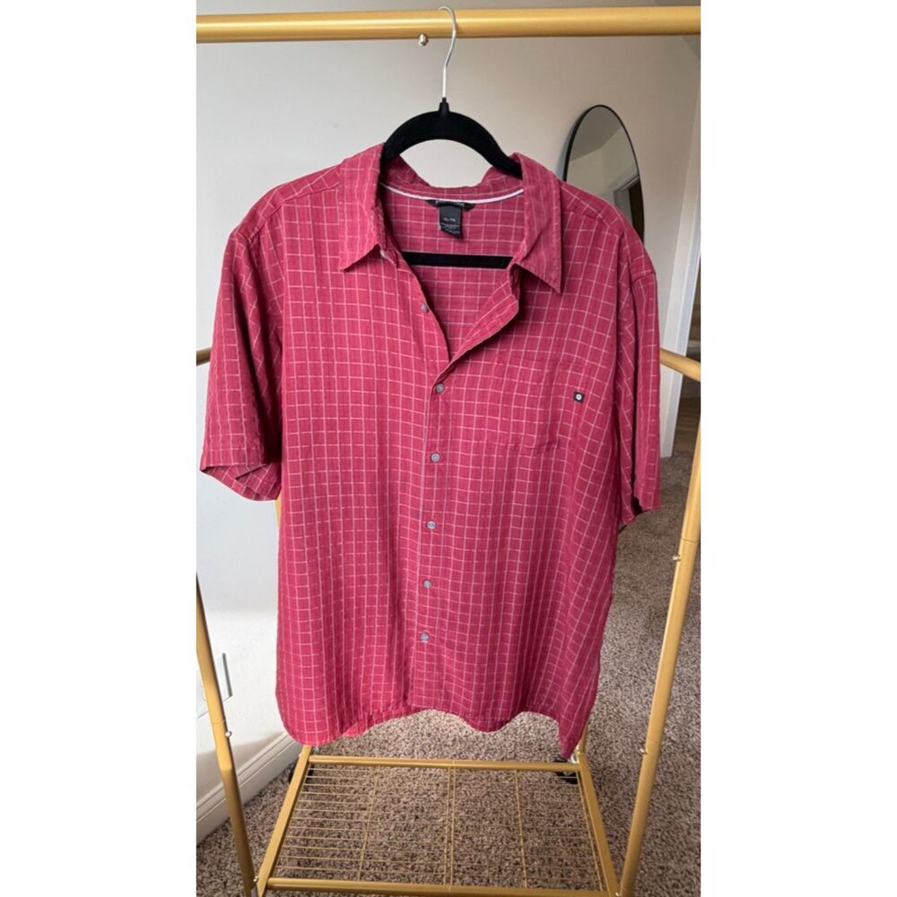Marmot Syrocco Short Sleeve Hiking Shirt Red Gray Plaid AirExchange Men's XL